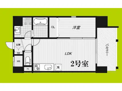 ALZA北堀江(1LDK/5階)の間取り写真