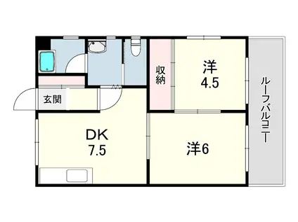 鈴蘭台南町2丁目マンション(1LDK/3階)の間取り写真