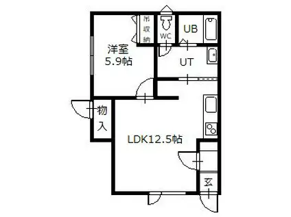 グランツ(1LDK/1階)の間取り写真