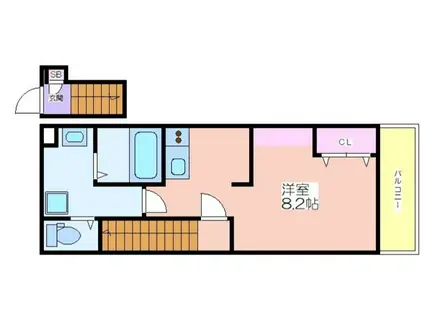 あんしん西宿08-6002(ワンルーム/2階)の間取り写真
