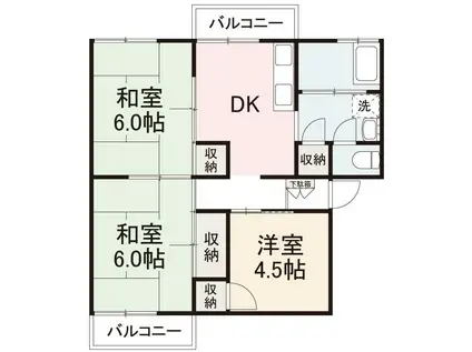 ラ・トゥール高松町 F1(3DK/4階)の間取り写真