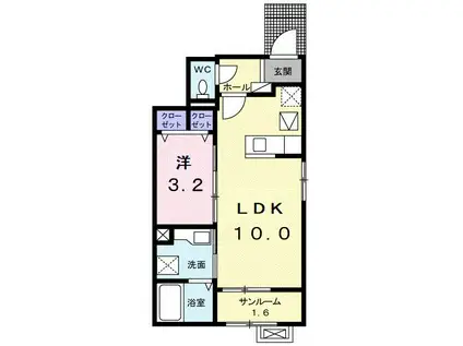 サングリーン(1LDK/1階)の間取り写真
