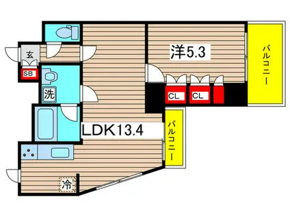 オープンブルーム綾瀬(1LDK/3階)の間取り写真