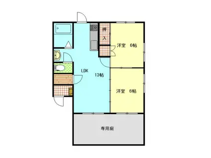 プロムナード湖東(2LDK/1階)の間取り写真