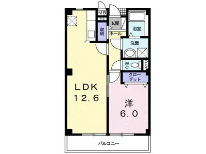 ヌーベルメゾンI(1LDK/1階)の間取り写真