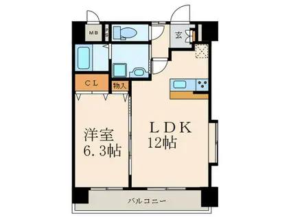グラーツィア畠中(1LDK/3階)の間取り写真