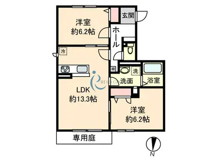 DEMEURE CRECIA I(2LDK/2階)の間取り写真