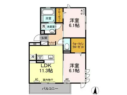 ファミールSHOWII A棟(2LDK/2階)の間取り写真