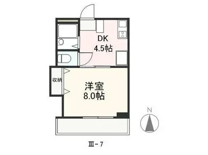 クレイドル安田III・IV(1DK/2階)の間取り写真