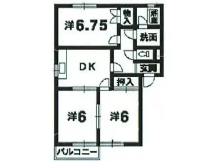 コーポオカリナ(3DK/2階)の間取り写真