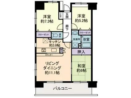 タワービレッジ有希(3LDK/13階)の間取り写真