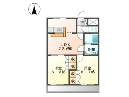 シンフォニー(2LDK/1階)の間取り写真