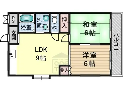 水尾ちとせハイツ(2LDK/3階)の間取り写真