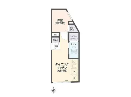 グラウンデュークス武蔵関(1DK/4階)の間取り写真