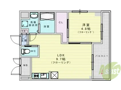 ノルデンハイム江坂III(1LDK/12階)の間取り写真