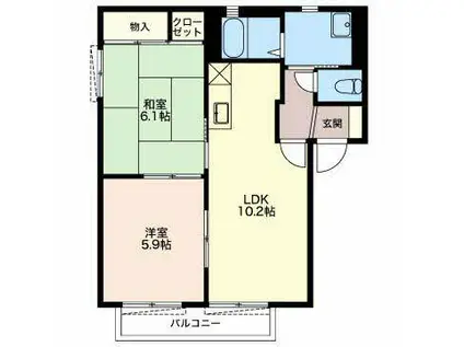 サニーアーク D棟(2LDK/2階)の間取り写真