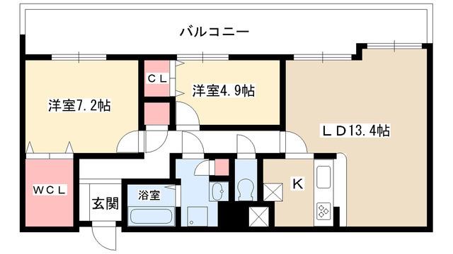 サムティレジデンス東山公園(2LDK/3階)の間取り写真