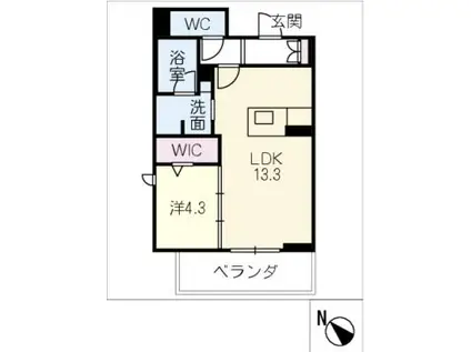 ドエルエルガー(1LDK/3階)の間取り写真
