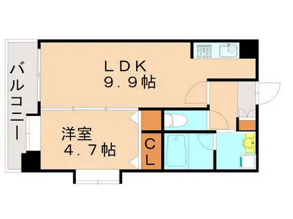 コンダクト福岡東(1LDK/4階)の間取り写真