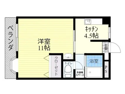 顕徳中央ビル(1DK/4階)の間取り写真