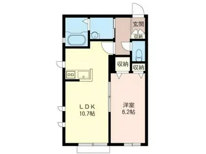 ウエストヴィレッジB(1LDK/1階)の間取り写真