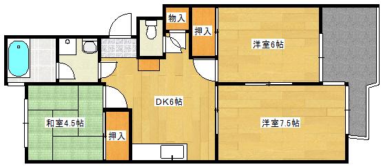 CASA 井口 A(3DK/2階)の間取り写真