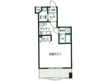 ポン・ルテエール(ワンルーム/3階)の間取り写真