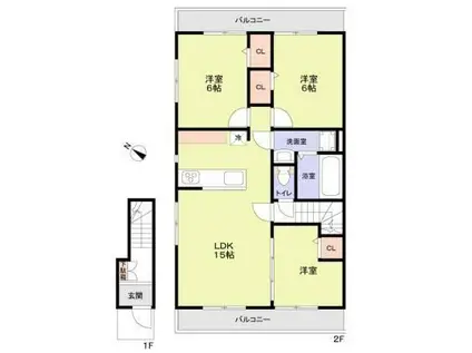 フォレストヴィラ所沢中富(3LDK/1階)の間取り写真