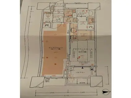 ドゥ・トゥールイースト(1LDK/48階)の間取り写真