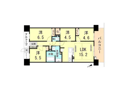 プレサンスロジェ須磨妙法寺桜の杜ウエスト HILLS(4LDK/9階)の間取り写真