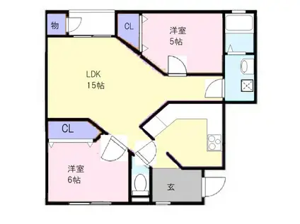 ベイト シャローム(2LDK/1階)の間取り写真