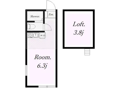 ユナイト鶴見ラベンダー(ワンルーム/1階)の間取り写真