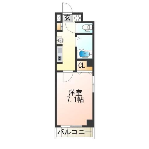ドリームコート岸里(1K/7階)の間取り写真