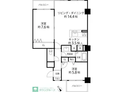 グリーンパーク横須賀中央(2LDK/3階)の間取り写真