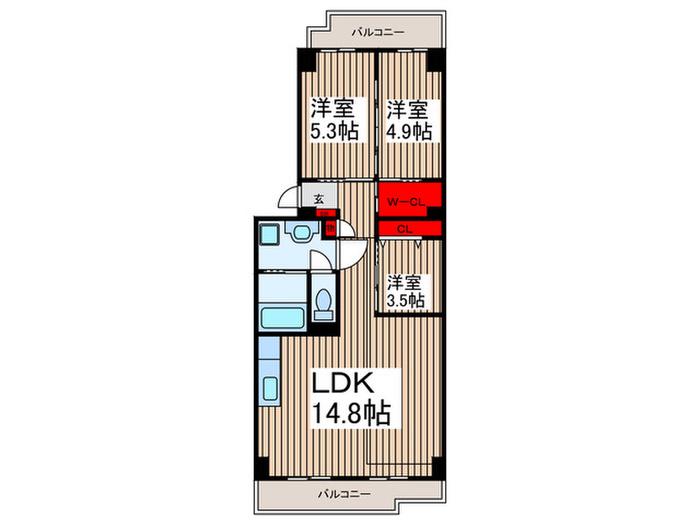 コンフォリア竹ノ塚イースト(3LDK/11階)の間取り写真