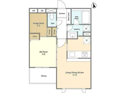 アプリーレ南荻窪(1SLDK/2階)の間取り写真