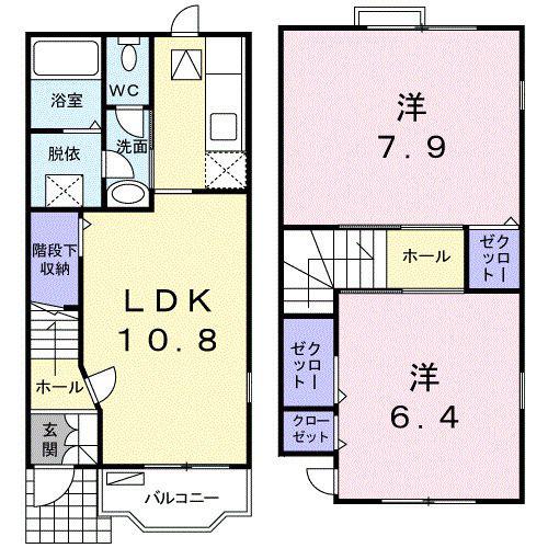 ブリアンアヴニール二上(2LDK/1階)の間取り写真