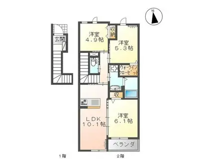 STEINFELDII(3LDK/2階)の間取り写真