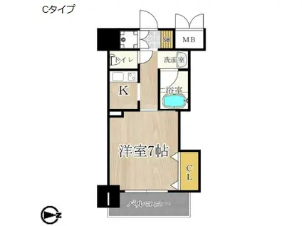 ブリリアン夕陽丘(1K/6階)の間取り写真