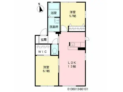 カーサポルポB棟(2LDK/1階)の間取り写真