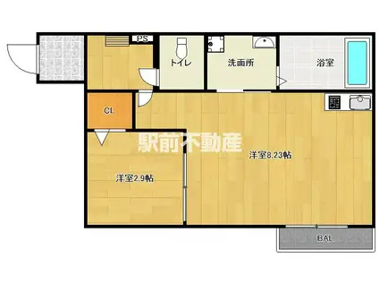 THE NOBLES 二日市駅前(1LDK/3階)の間取り写真