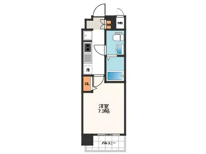 エグゼ難波ウエストリバー(1K/11階)の間取り写真