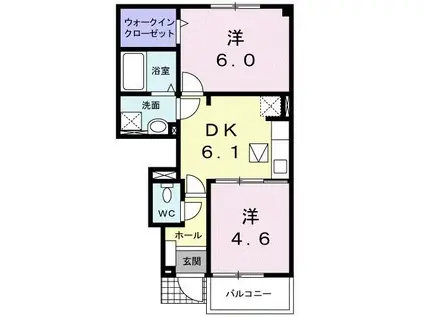 プランタン ソレイユC(2DK/1階)の間取り写真