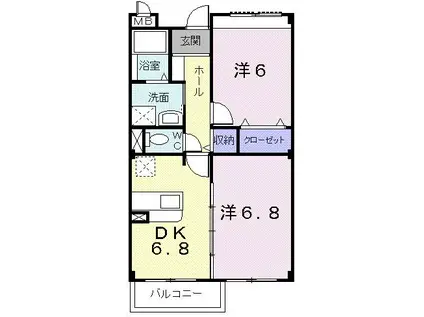 マープルホーム(2DK/1階)の間取り写真