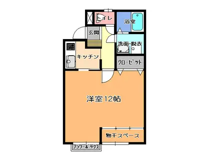 ハイツSE A棟(1K/2階)の間取り写真