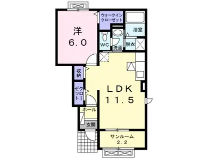 カーサ中央I(1LDK/1階)の間取り写真