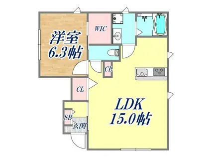 REGNUN ISOLABELLA(1LDK/1階)の間取り写真
