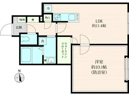 VORT上北沢レジデンス(1LDK/1階)の間取り写真