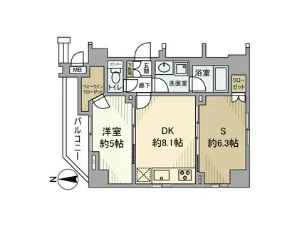シーズクロノス蒲田(1SDK/10階)の間取り写真