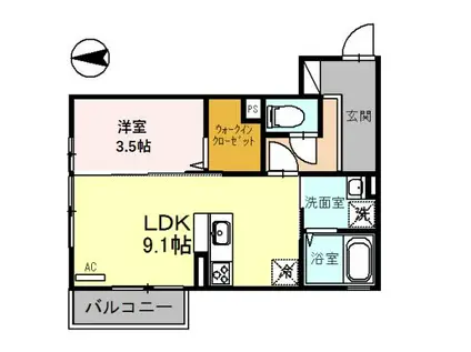 セリシール大樹(1LDK/1階)の間取り写真